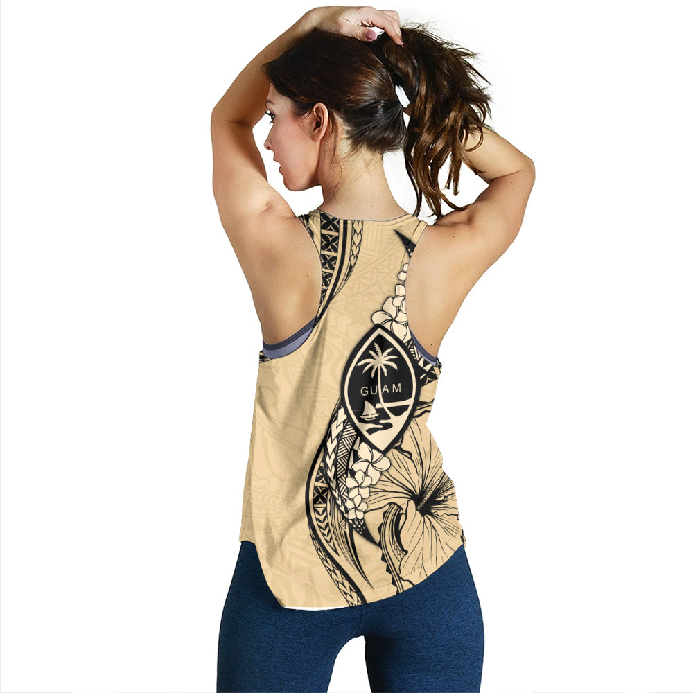 Guam Women Tank Tribal Tropical Flower With Pattern Leaves