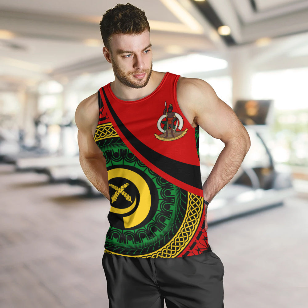 Vanuatu Tank Top Custom Melanesian Tribal Circle Tattoo Style