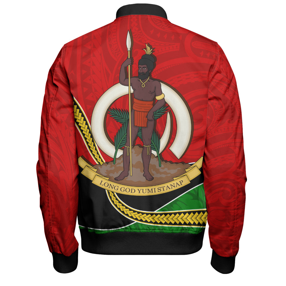 Vanuatu Bomber Jacket Melanesian Spirit Totem Art