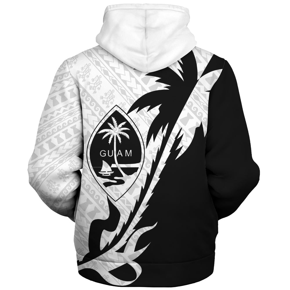 Guam Sherpa Hoodie Custom Tribal Coconut Tree Half Style