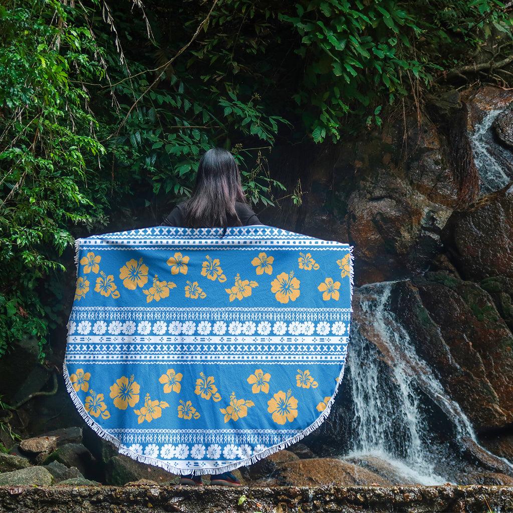 Fiji Beach Blanket Tapa Flower Fabric Print