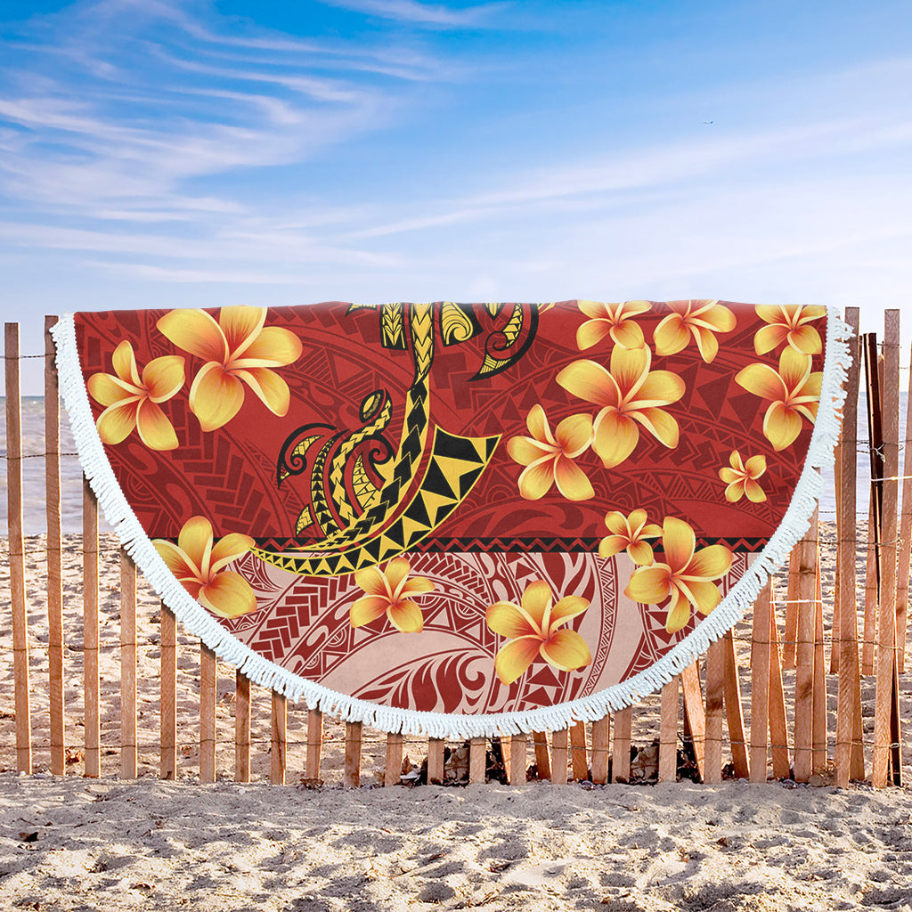 Hawaii Beach Blanket Plumeria Flower Fabric Design
