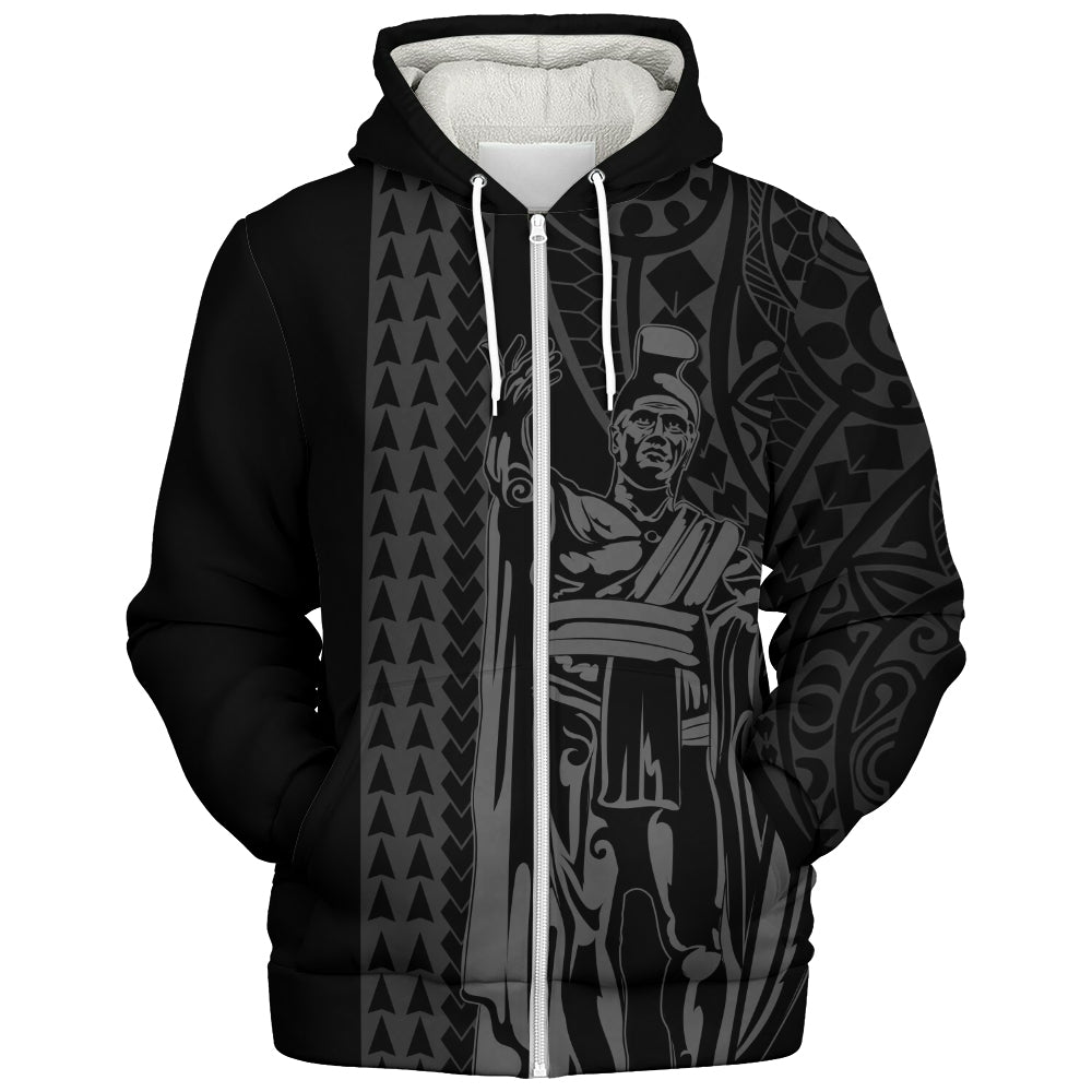 Hawaii Sherpa Hoodie Polynesian Tribal King Kamehameha I Kakau