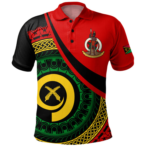 Vanuatu Polo Shirt Custom Melanesian Tribal Circle Tattoo Style