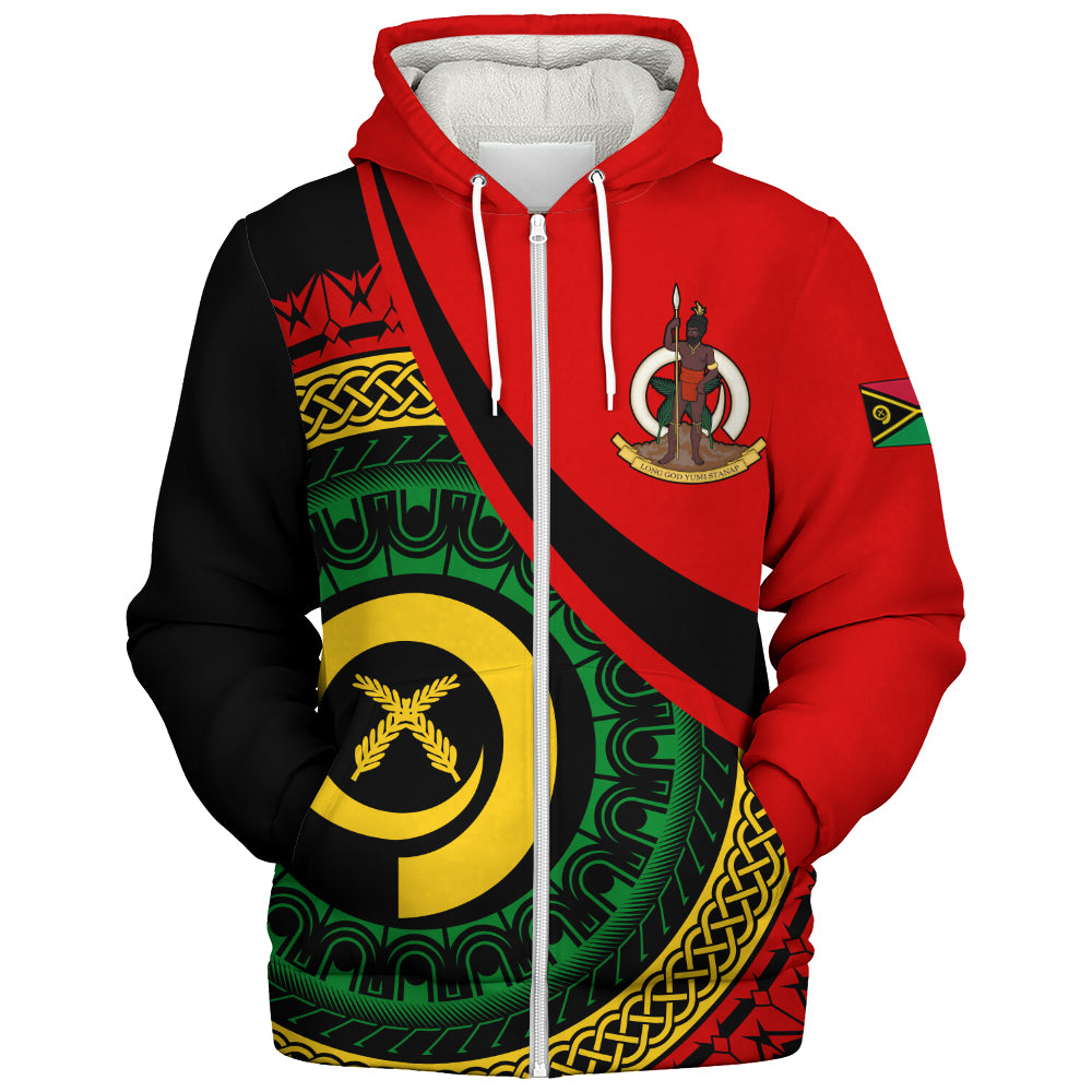 Vanuatu Sherpa Hoodie Custom Melanesian Tribal Circle Tattoo Style