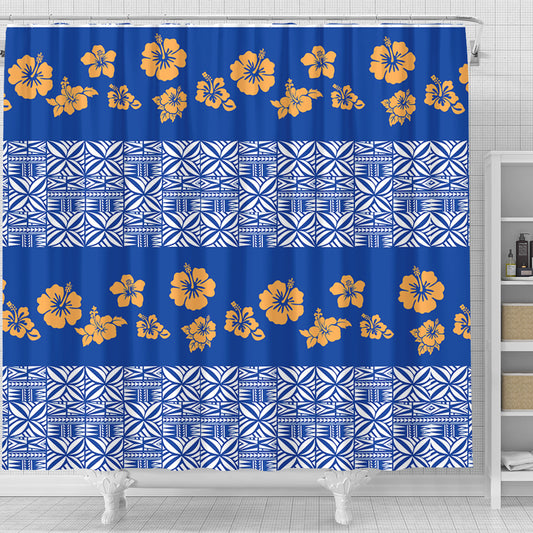 Samoa Shower Curtain Hibiscus Pattern Island