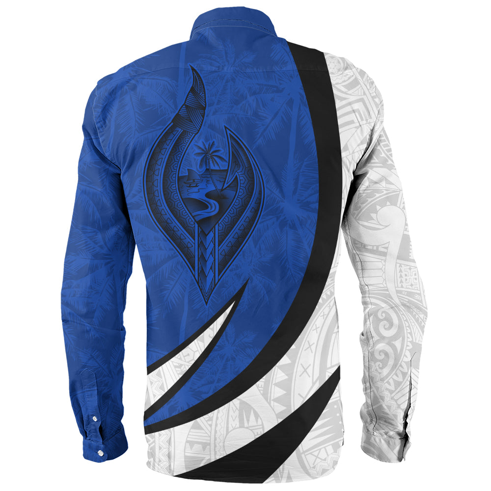Guam Long Sleeve Shirt Seal And Map Tribal Coconut Tree Pattern Circle Curve