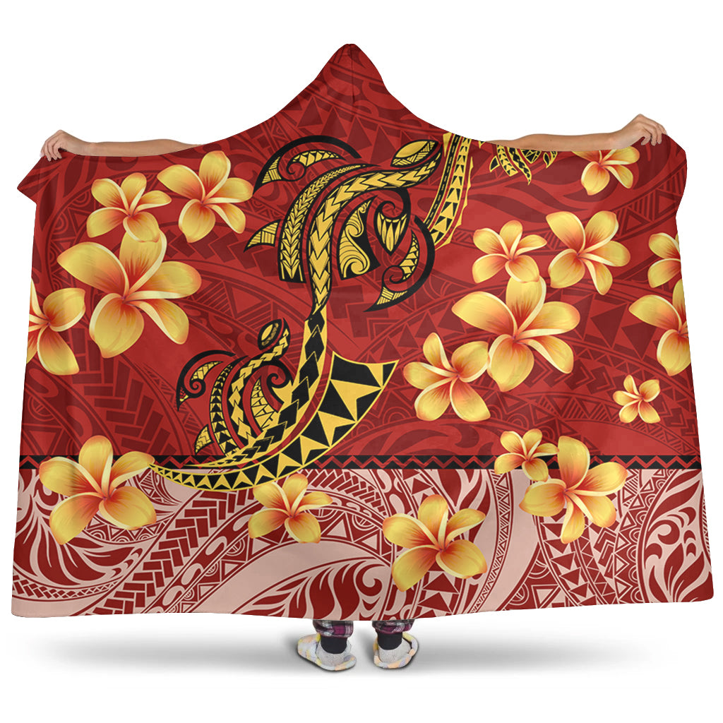 Hawaii Hooded Blanket Plumeria Flower Fabric Design