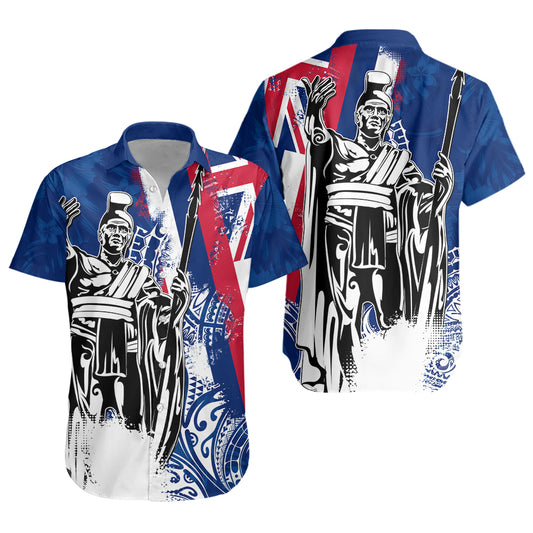 Hawaii Short Sleeve Shirt King Kamehameha I Flag Tropical