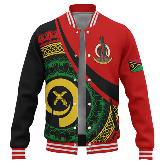 Vanuatu Baseball Jacket Custom Melanesian Tribal Circle Tattoo Style