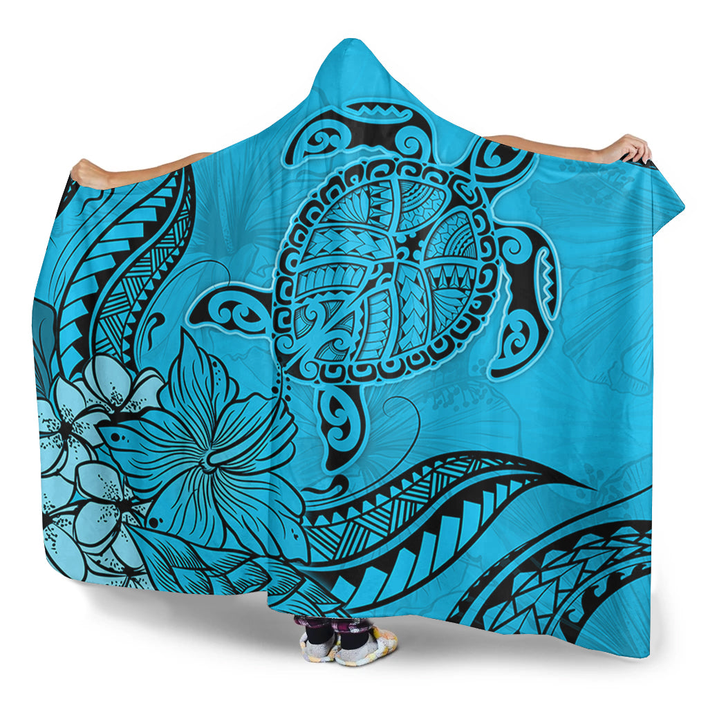 Hawaii Hooded Blanket Tribal Turtle And Flowers Island Life
