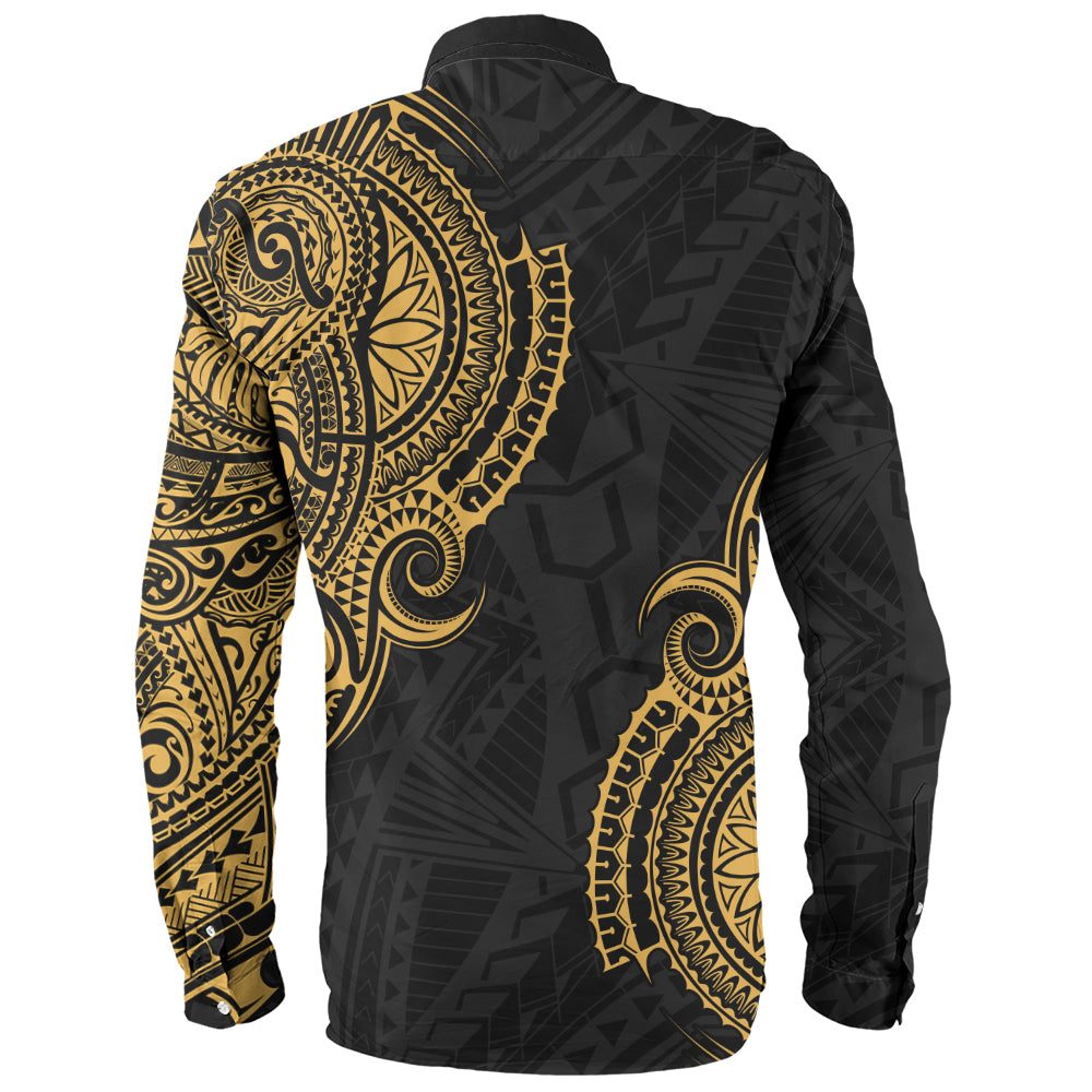 Hawaii Long Sleeve Shirt Tribal Polynesia Half With Seal Kanaka