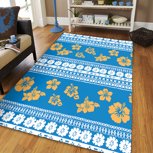 Fiji Area Rug Tapa Flower Fabric Print