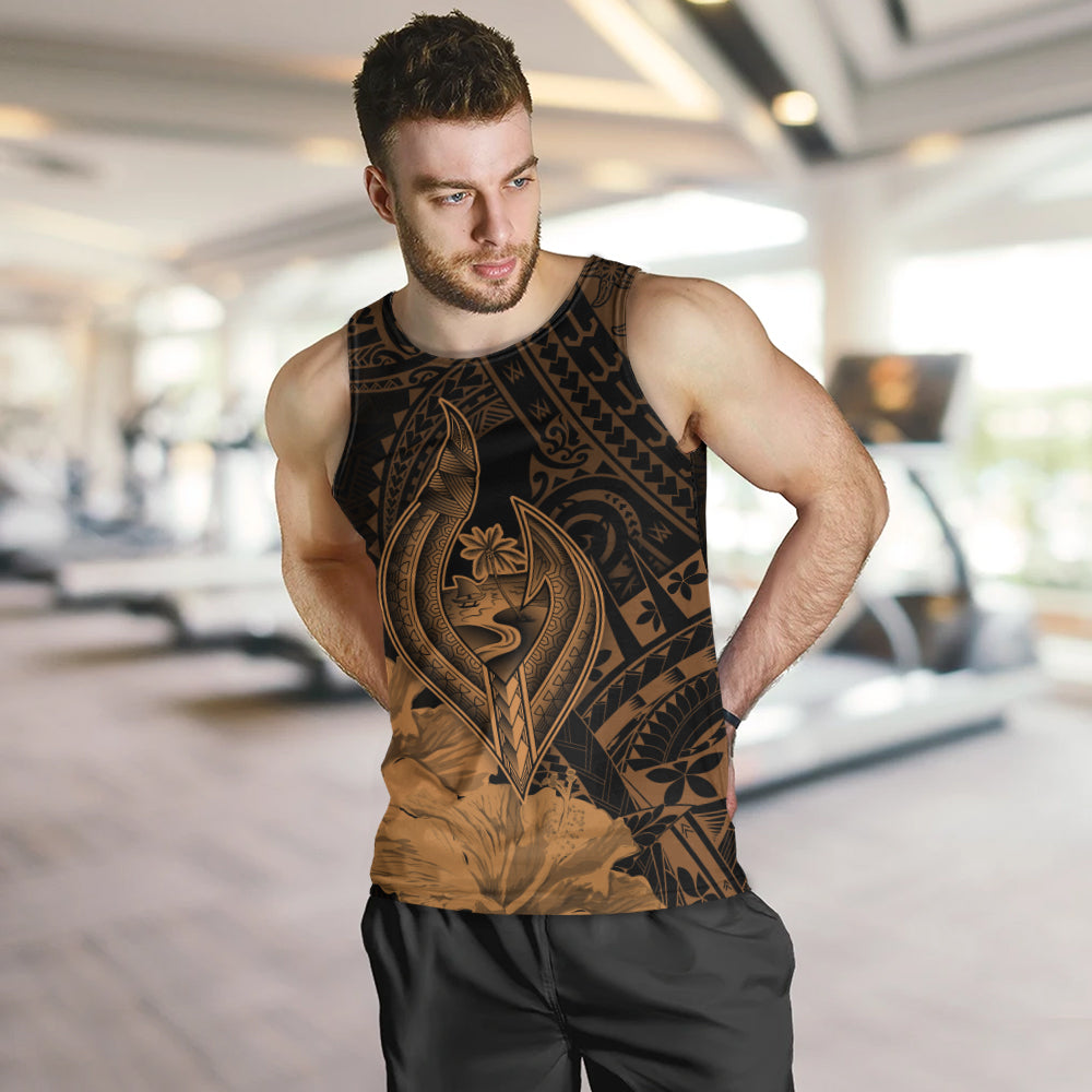 Guam Tank Top Tribal Seal Hook Hibiscus Style