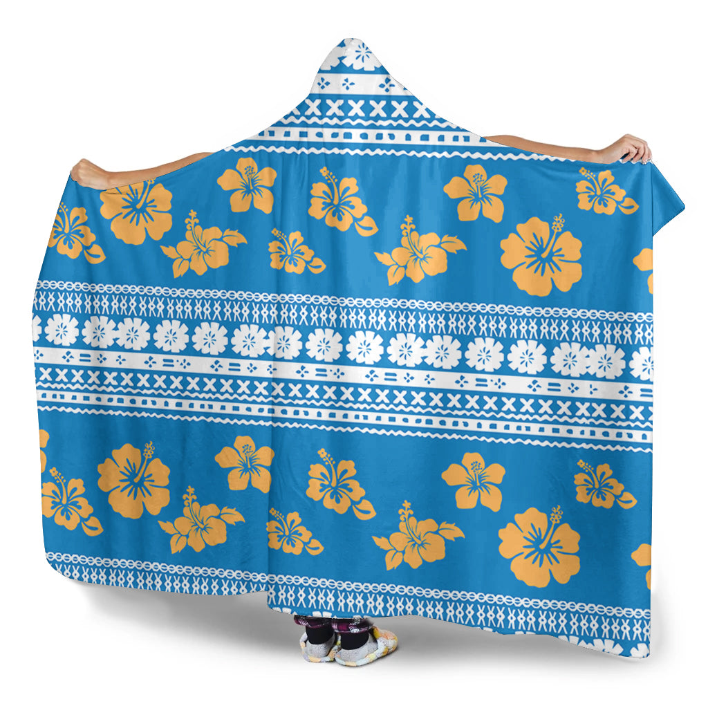 Fiji Hooded Blanket Tapa Flower Fabric Print