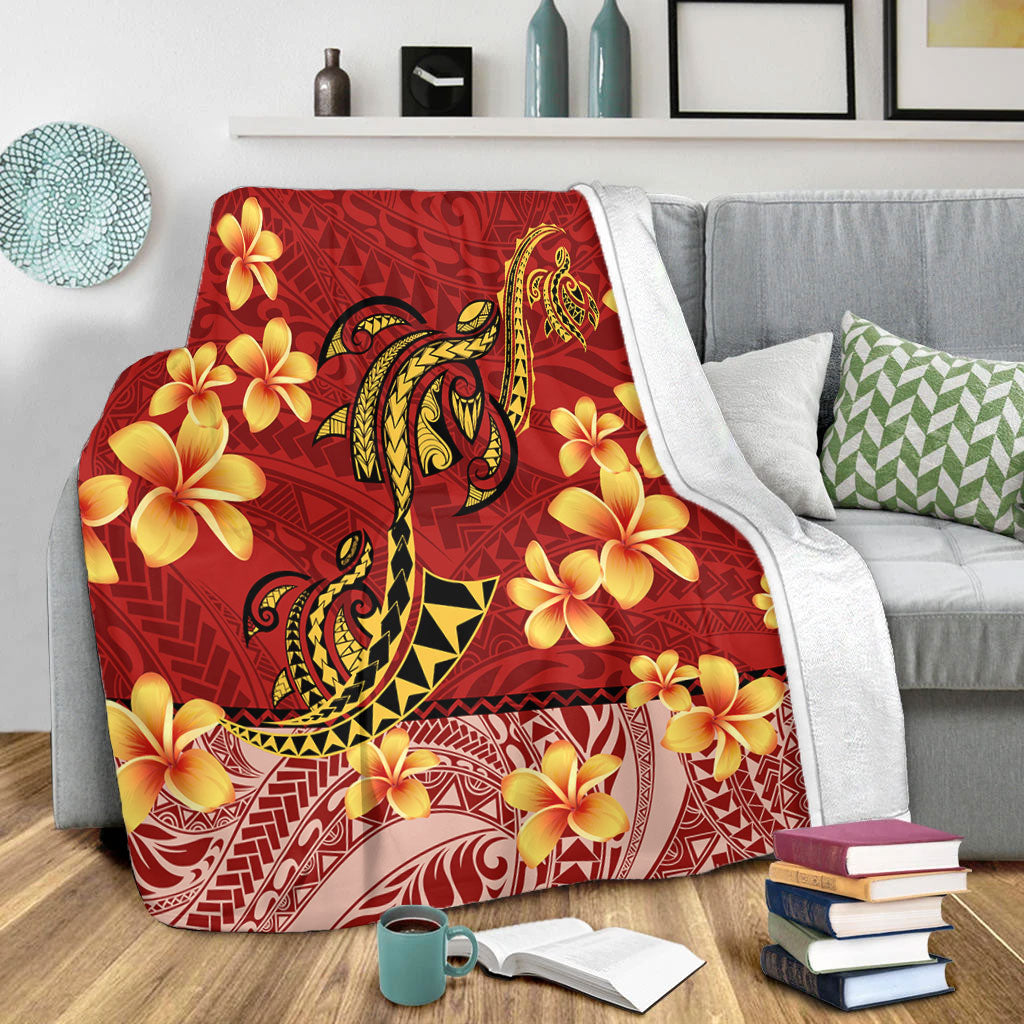 Hawaii Premium Blanket Plumeria Flower Fabric Design