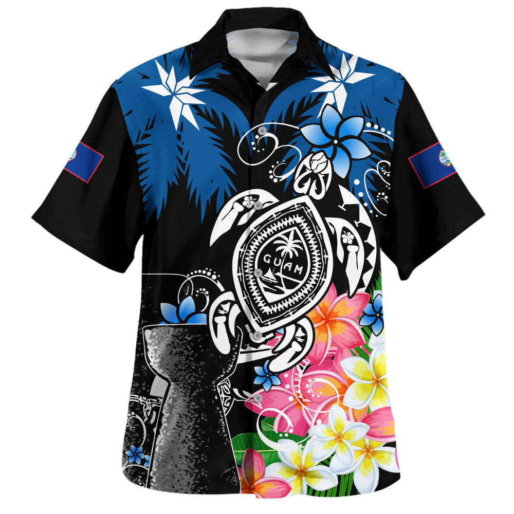 Guam Hawaiian Shirt Chamorro With Seal Turtle Coconut Tree