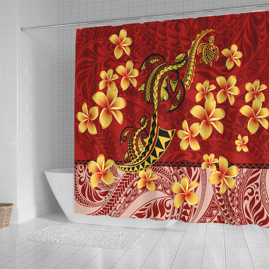 Hawaii Shower Curtain Plumeria Flower Fabric Design