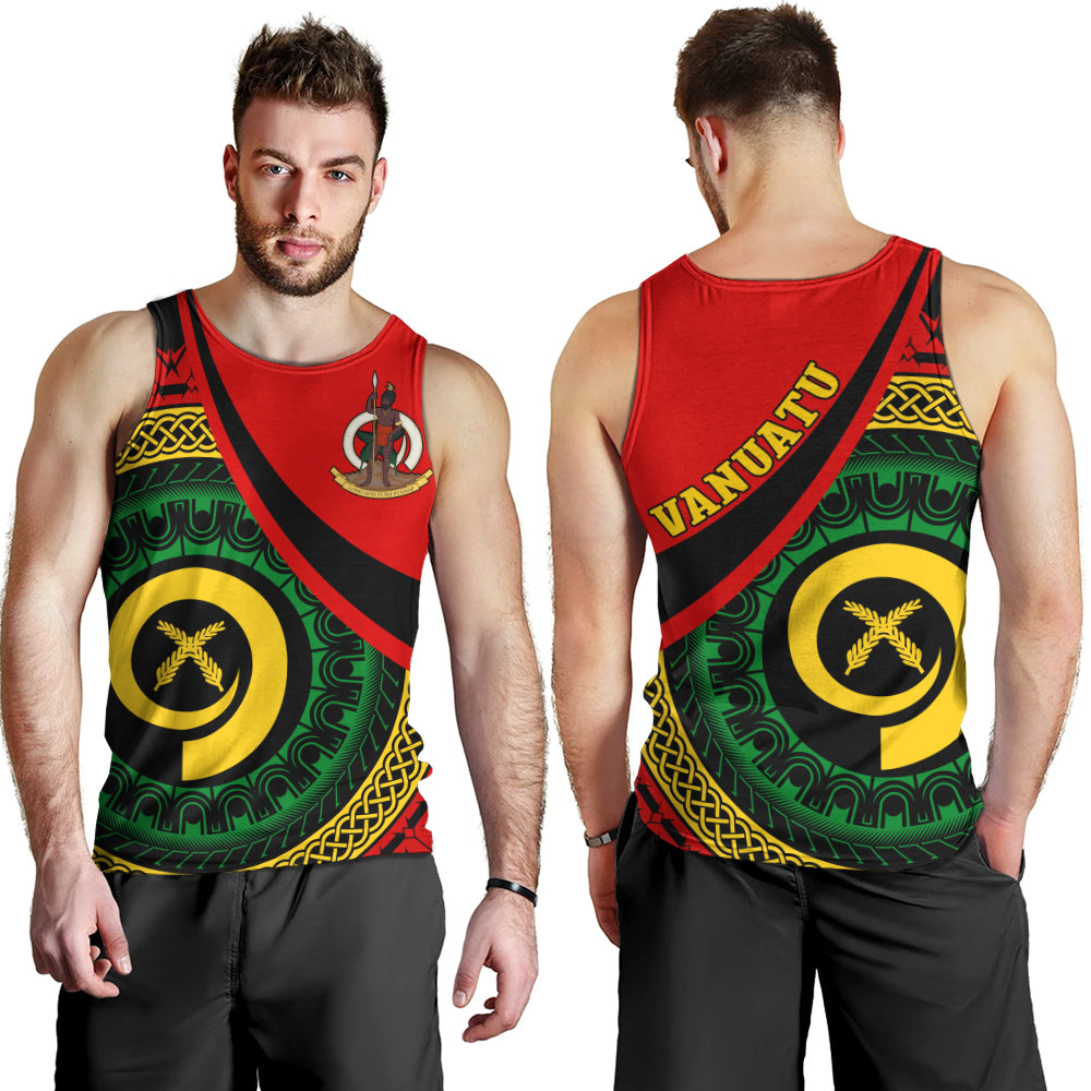 Vanuatu Tank Top Custom Melanesian Tribal Circle Tattoo Style