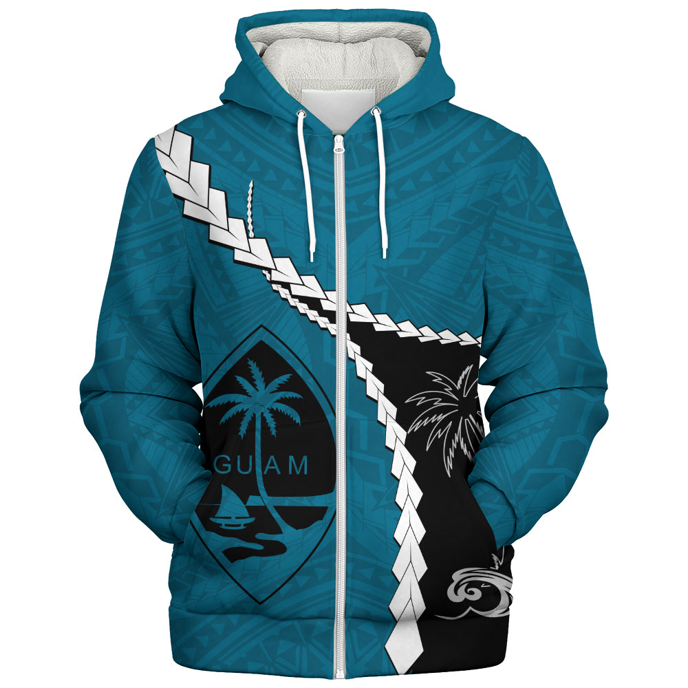 Guam Sherpa Hoodie Tribal Spirits Coconut Tree