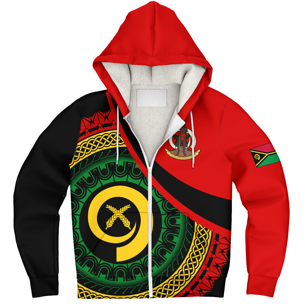 Vanuatu Sherpa Hoodie Custom Melanesian Tribal Circle Tattoo Style