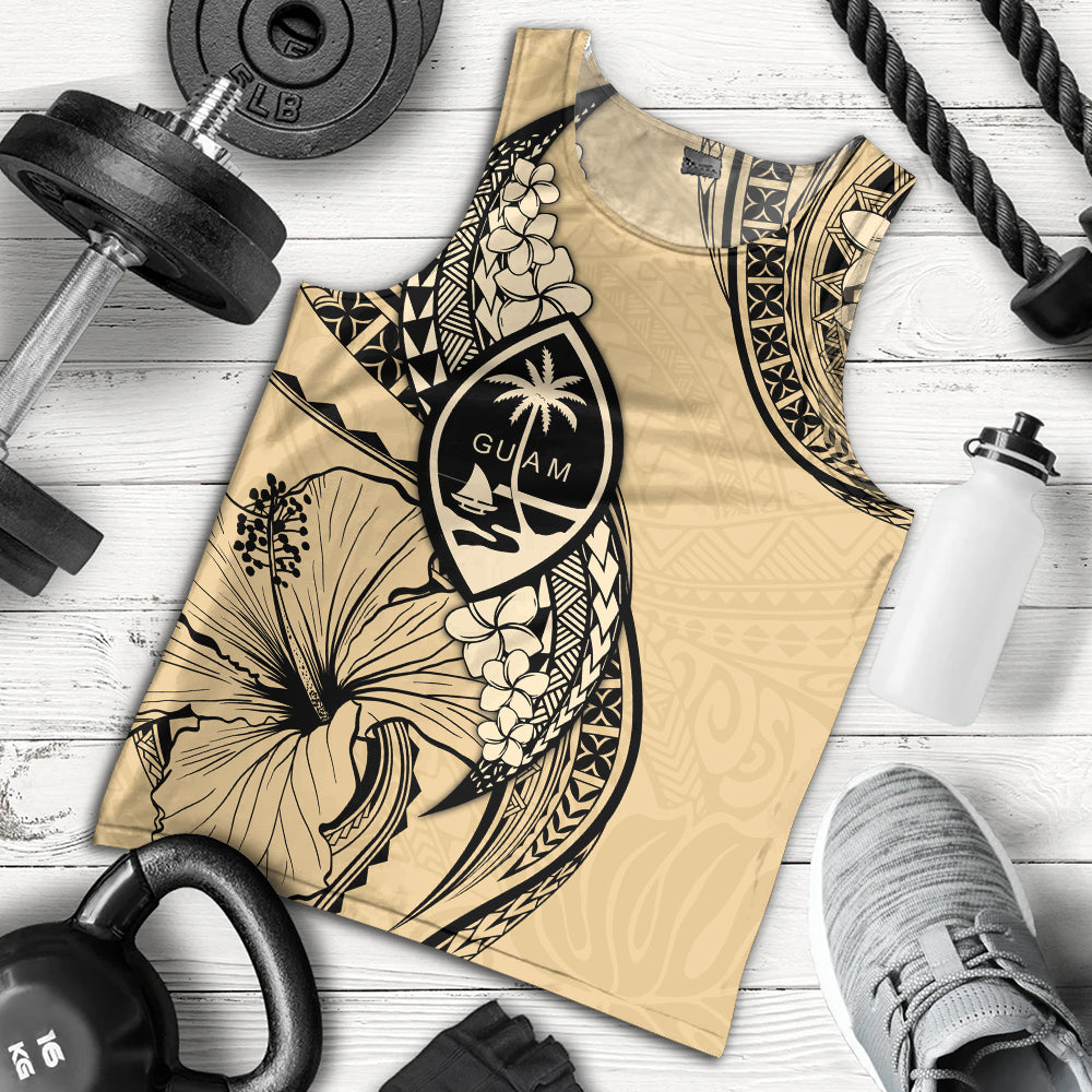 Guam Tank Top Tribal Tropical Flower With Pattern Leaves