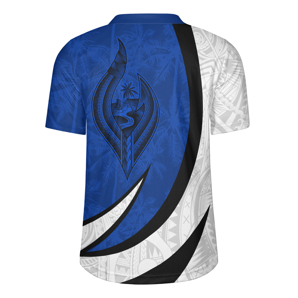 Guam Rugby Jersey Seal And Map Tribal Coconut Tree Pattern Circle Curve