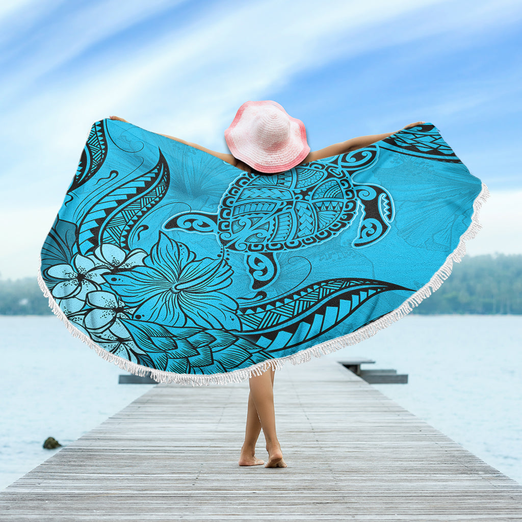 Hawaii Beach Blanket Tribal Turtle And Flowers Island Life
