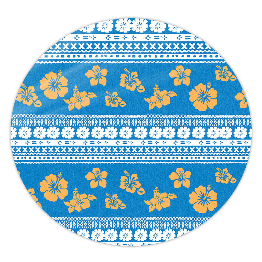 Fiji Round Rug Tapa Flower Fabric Print