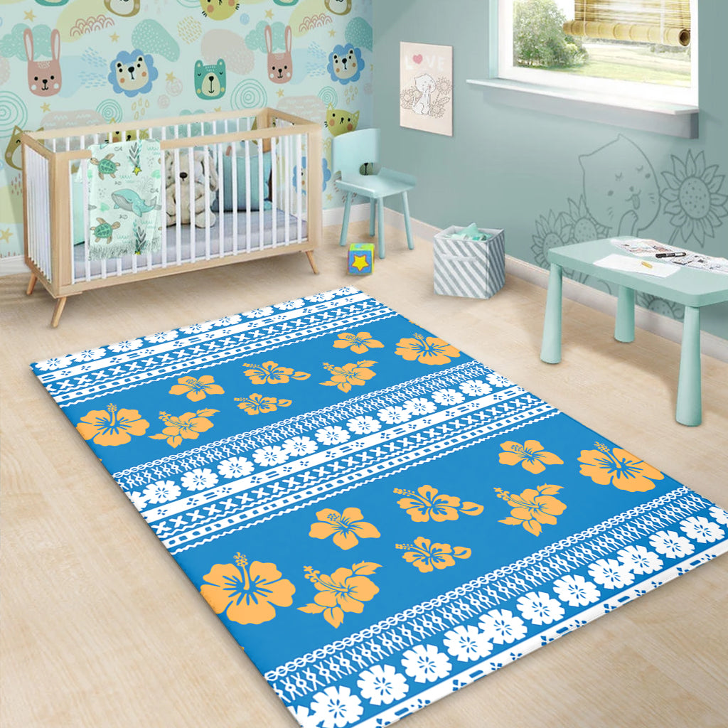 Fiji Area Rug Tapa Flower Fabric Print