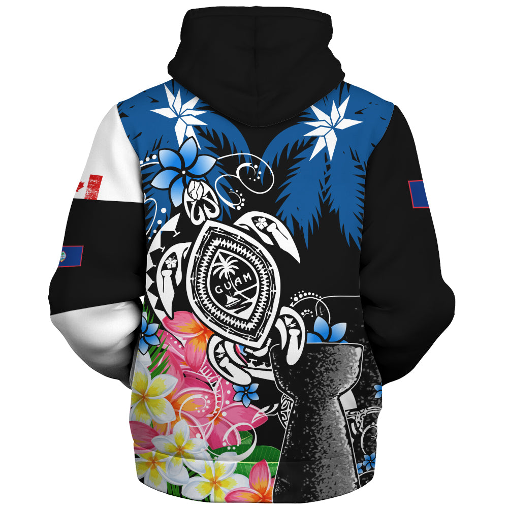 Guam Sherpa Hoodie Chamorro With Seal Turtle Coconut Tree