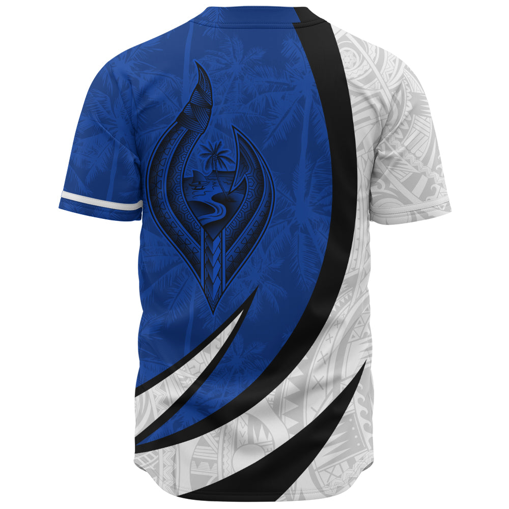 Guam Baseball Shirt Seal And Map Tribal Coconut Tree Pattern Circle Curve