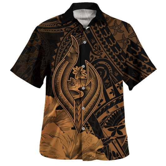 Guam Hawaiian Shirt Tribal Seal Hook Hibiscus Style