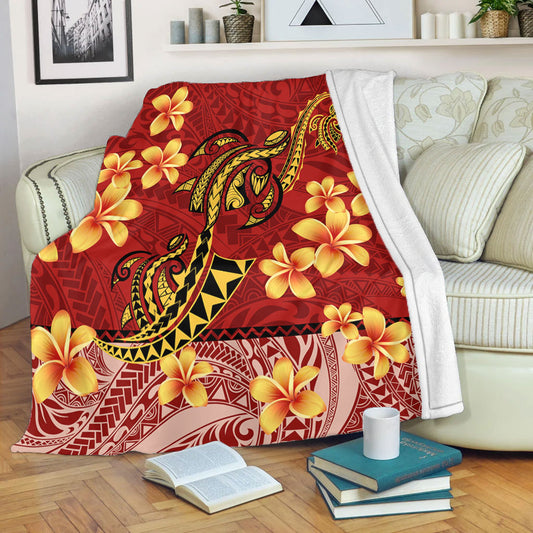 Hawaii Premium Blanket Plumeria Flower Fabric Design