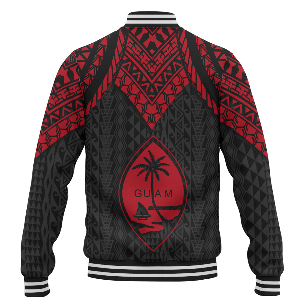 Guam Baseball Jacket Polynesian Armor Style Red
