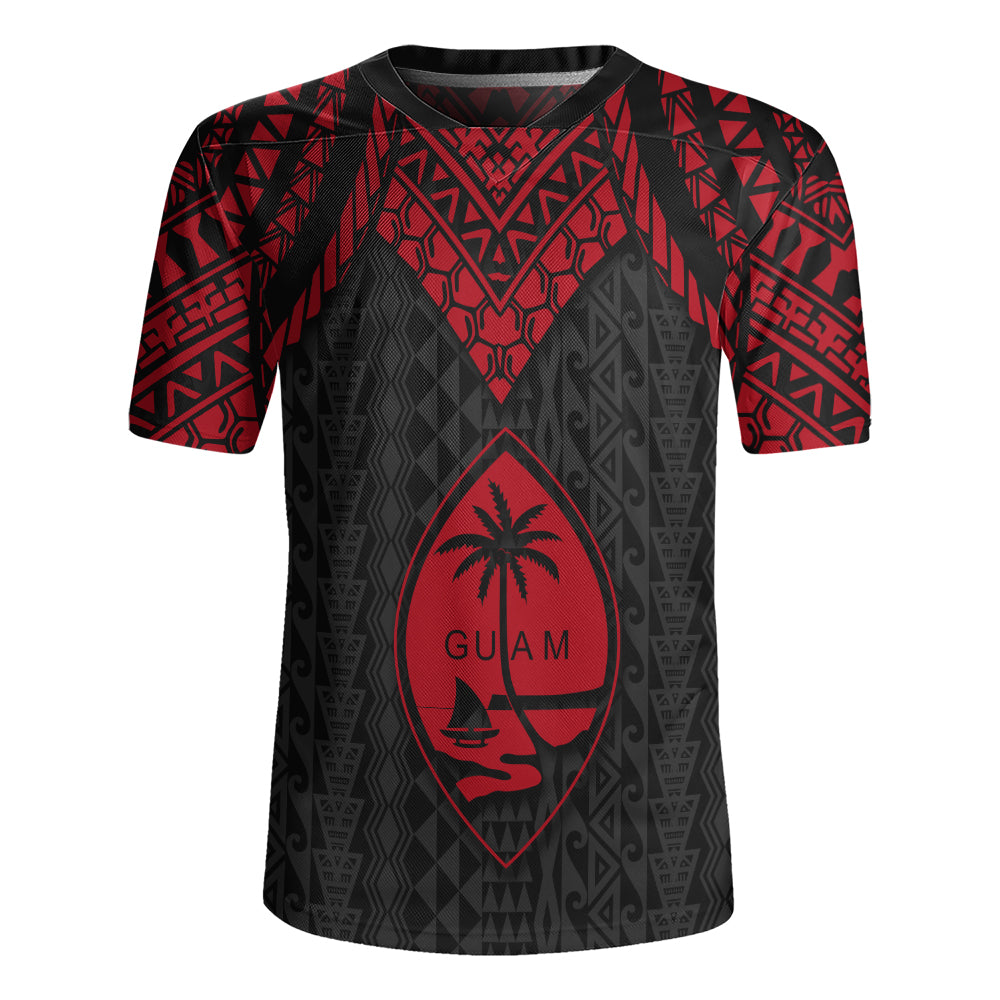 Guam Rugby Jersey Polynesian Armor Style Red