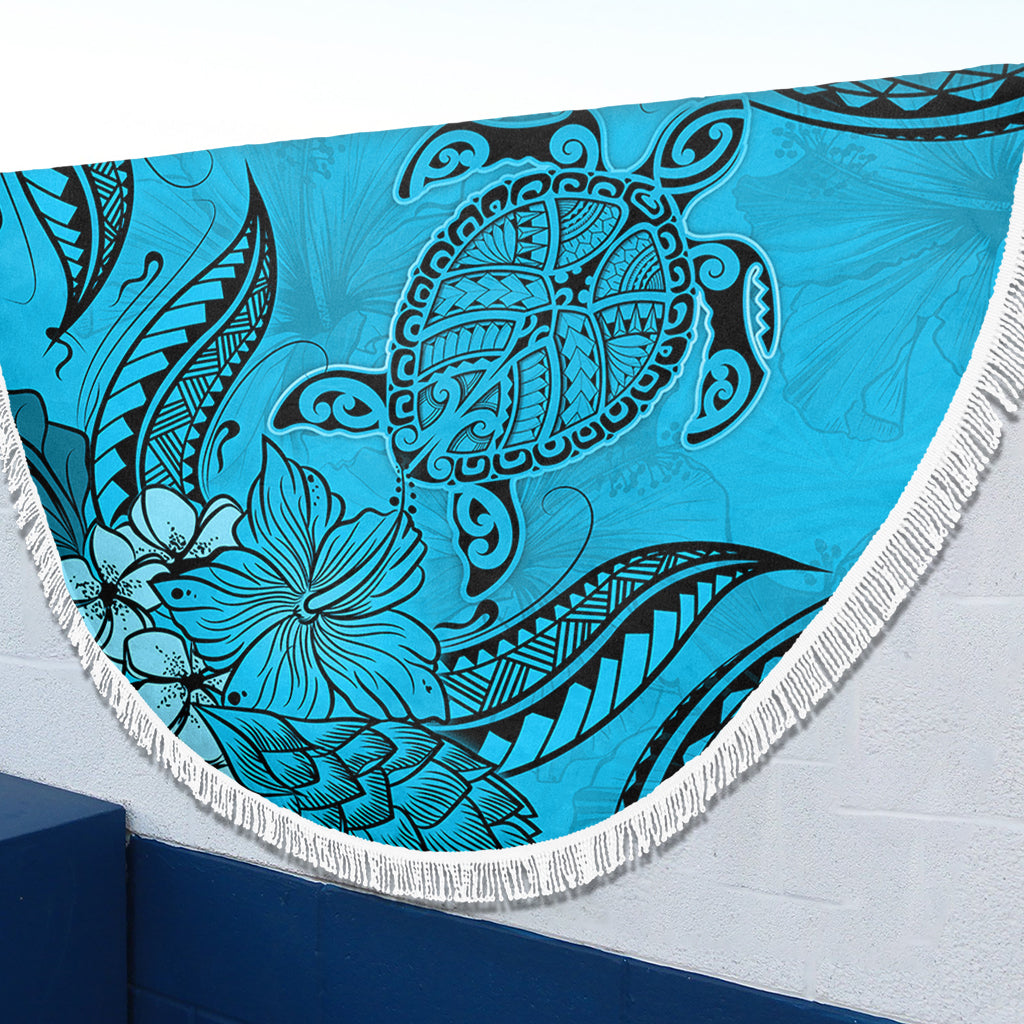 Hawaii Beach Blanket Tribal Turtle And Flowers Island Life