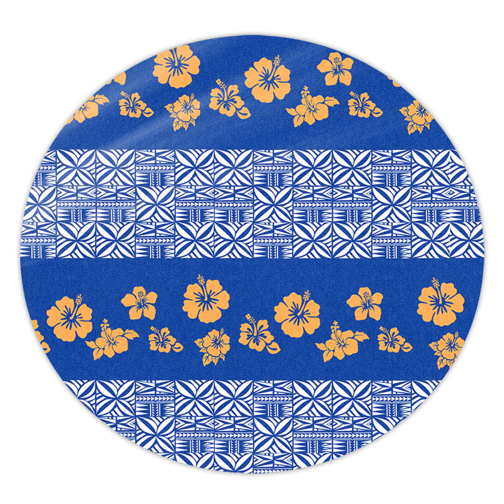Samoa Round Rug Hibiscus Pattern Island