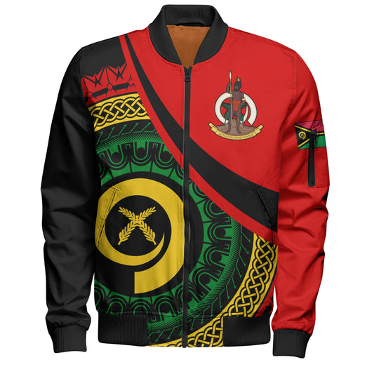 Vanuatu Bomber Jacket Custom Melanesian Tribal Circle Tattoo Style