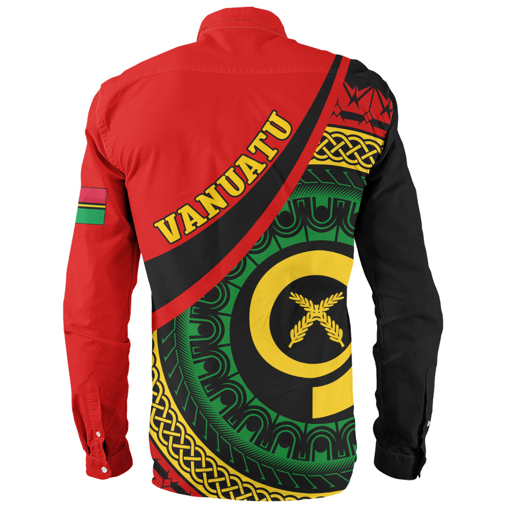 Vanuatu Long Sleeve Shirt Custom Melanesian Tribal Circle Tattoo Style