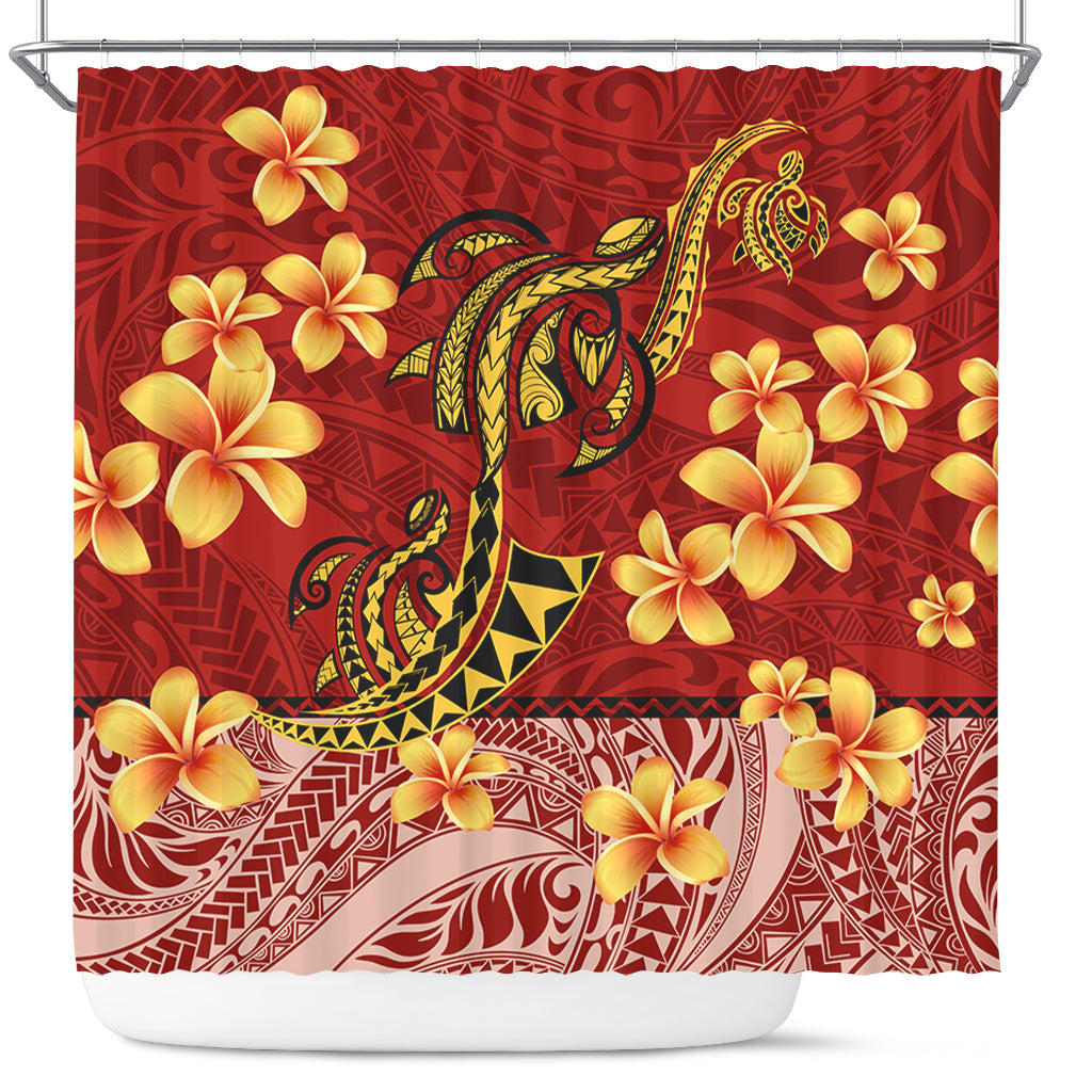 Hawaii Shower Curtain Plumeria Flower Fabric Design