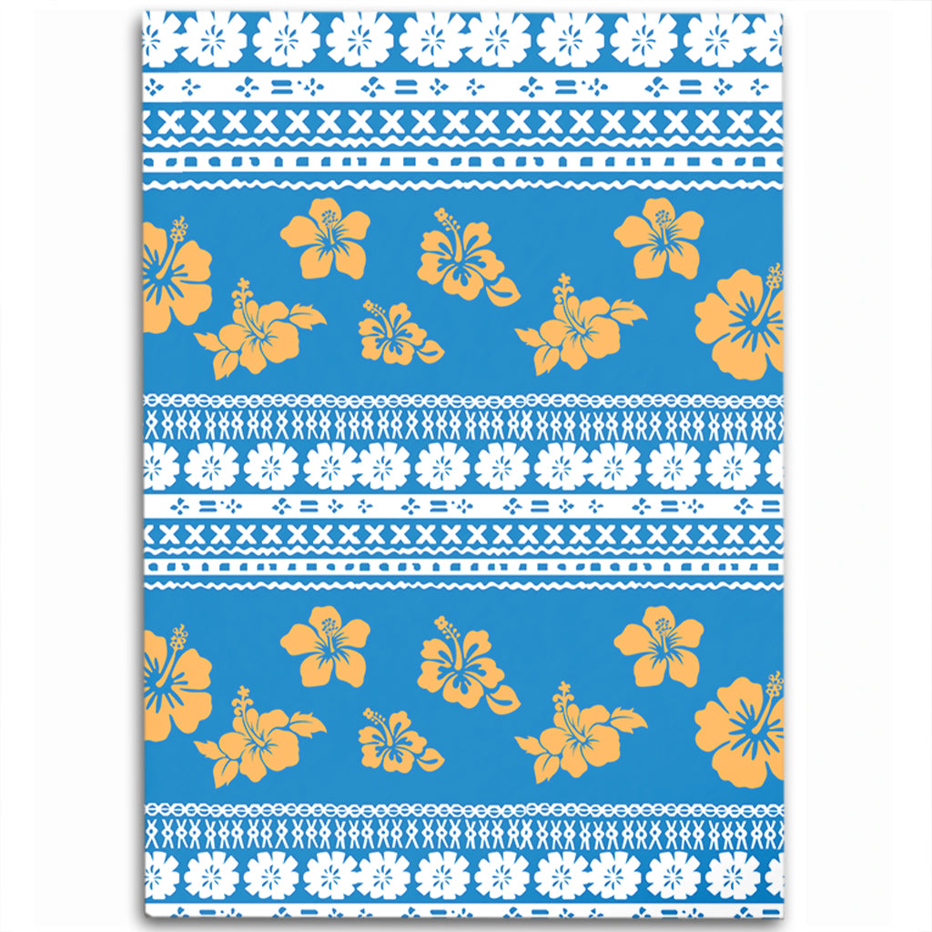 Fiji Area Rug Tapa Flower Fabric Print