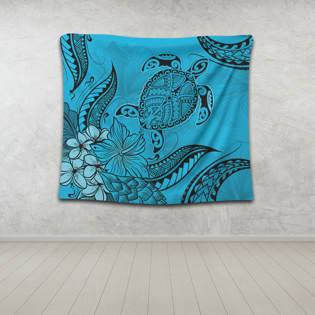 Hawaii Tapestry Tribal Turtle And Flowers Island Life