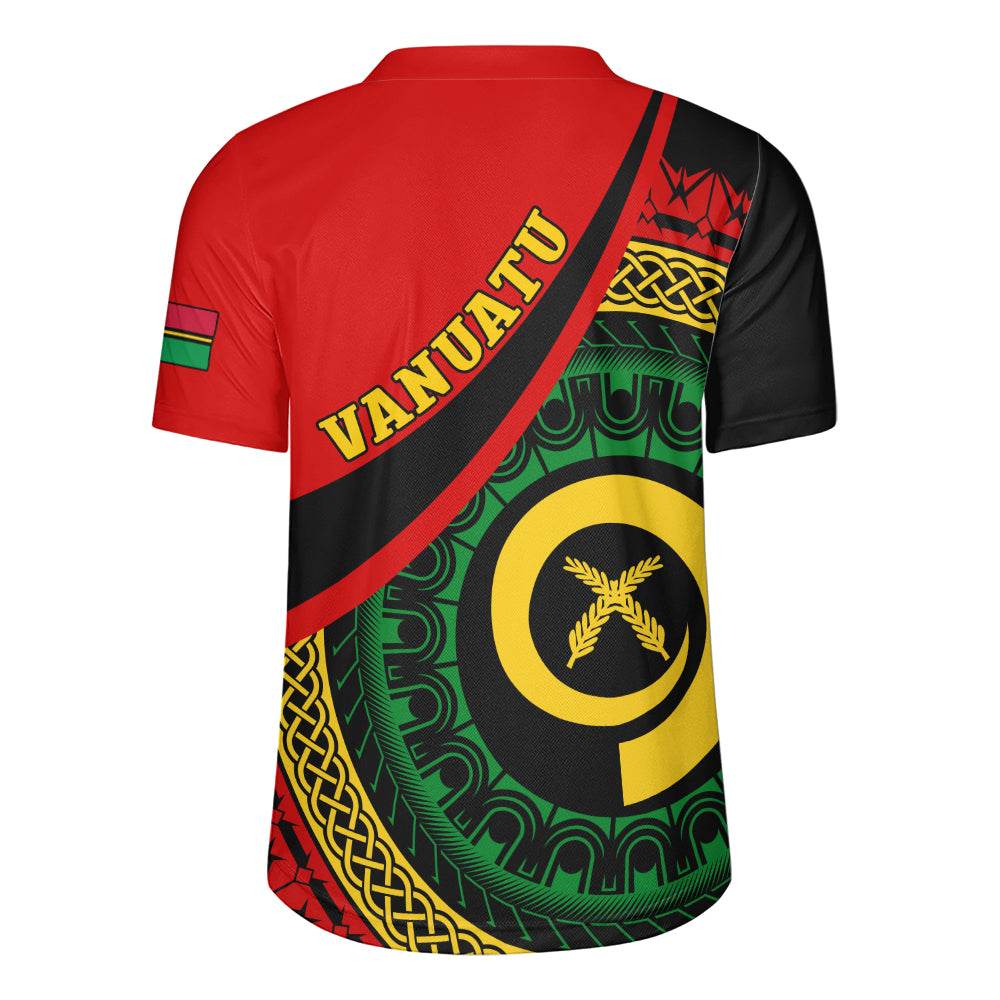 Vanuatu Rugby Jersey Custom Melanesian Tribal Circle Tattoo Style