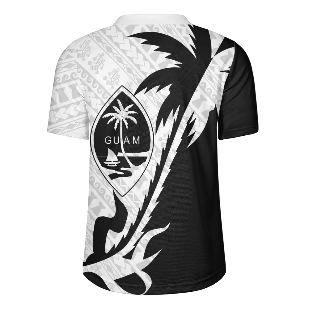 Guam Rugby Jersey Custom Tribal Coconut Tree Half Style