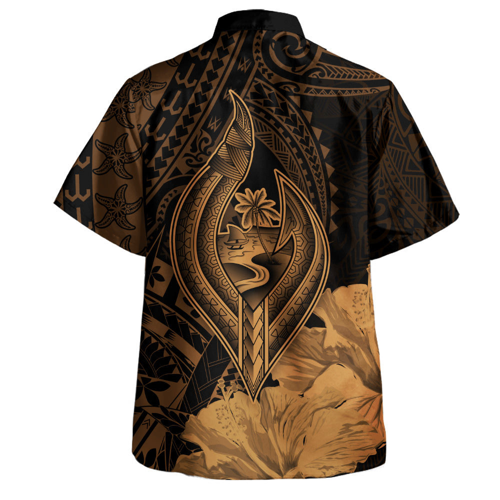 Guam Hawaiian Shirt Tribal Seal Hook Hibiscus Style