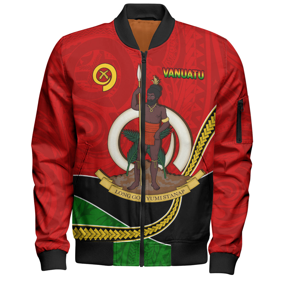 Vanuatu Bomber Jacket Melanesian Spirit Totem Art