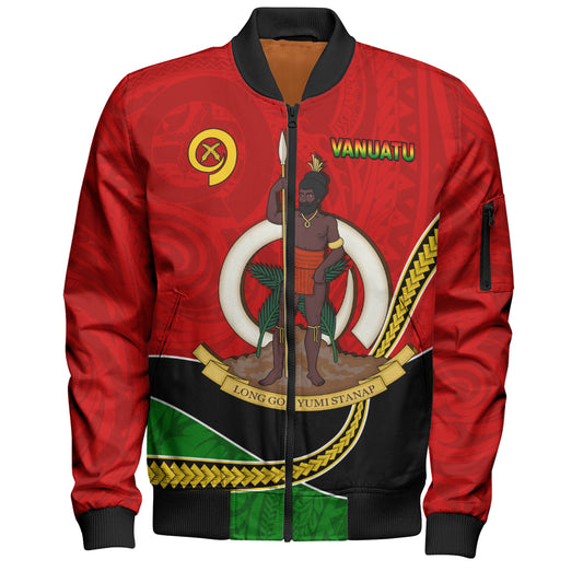 Vanuatu Bomber Jacket Melanesian Spirit Totem Art
