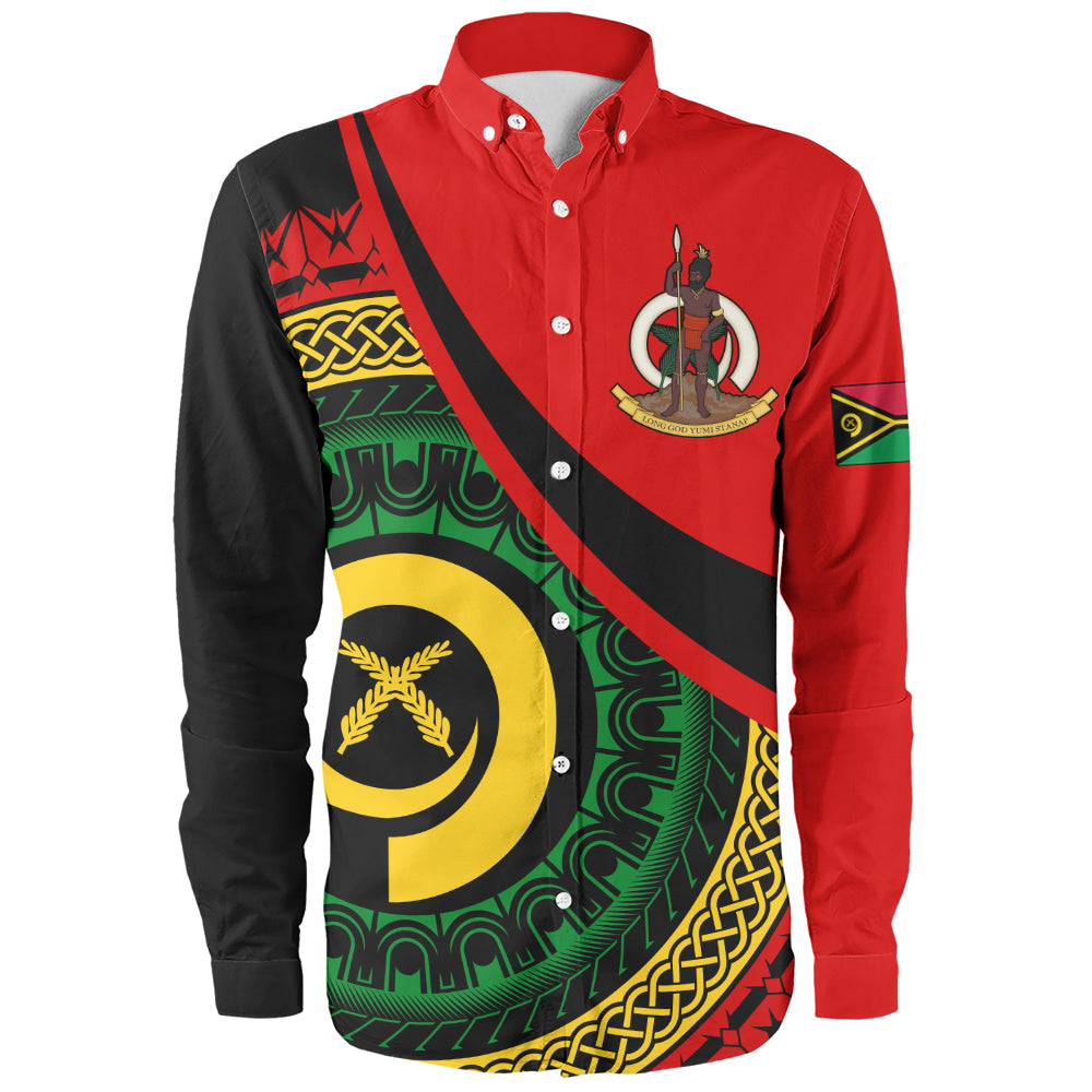 Vanuatu Long Sleeve Shirt Custom Melanesian Tribal Circle Tattoo Style