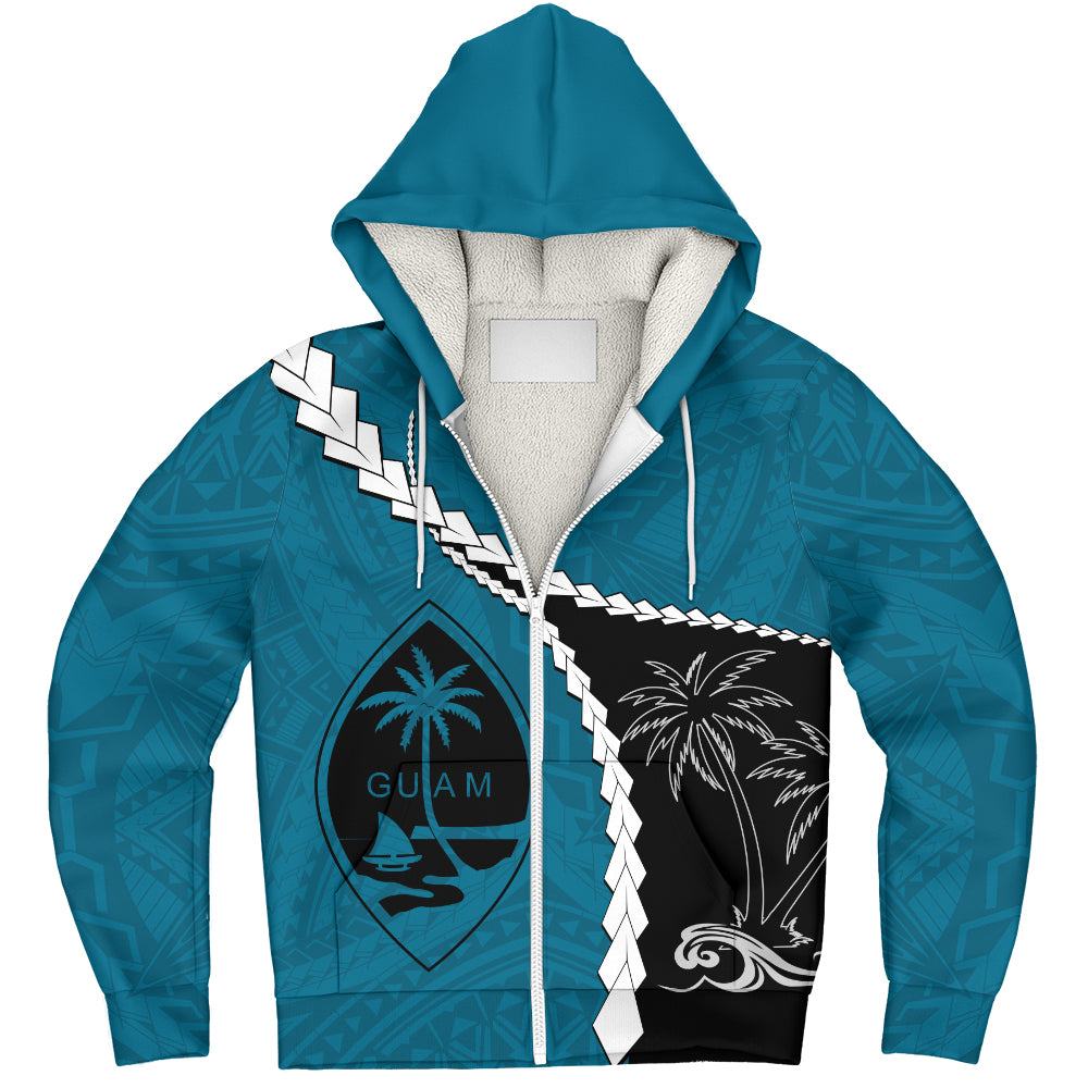 Guam Sherpa Hoodie Tribal Spirits Coconut Tree